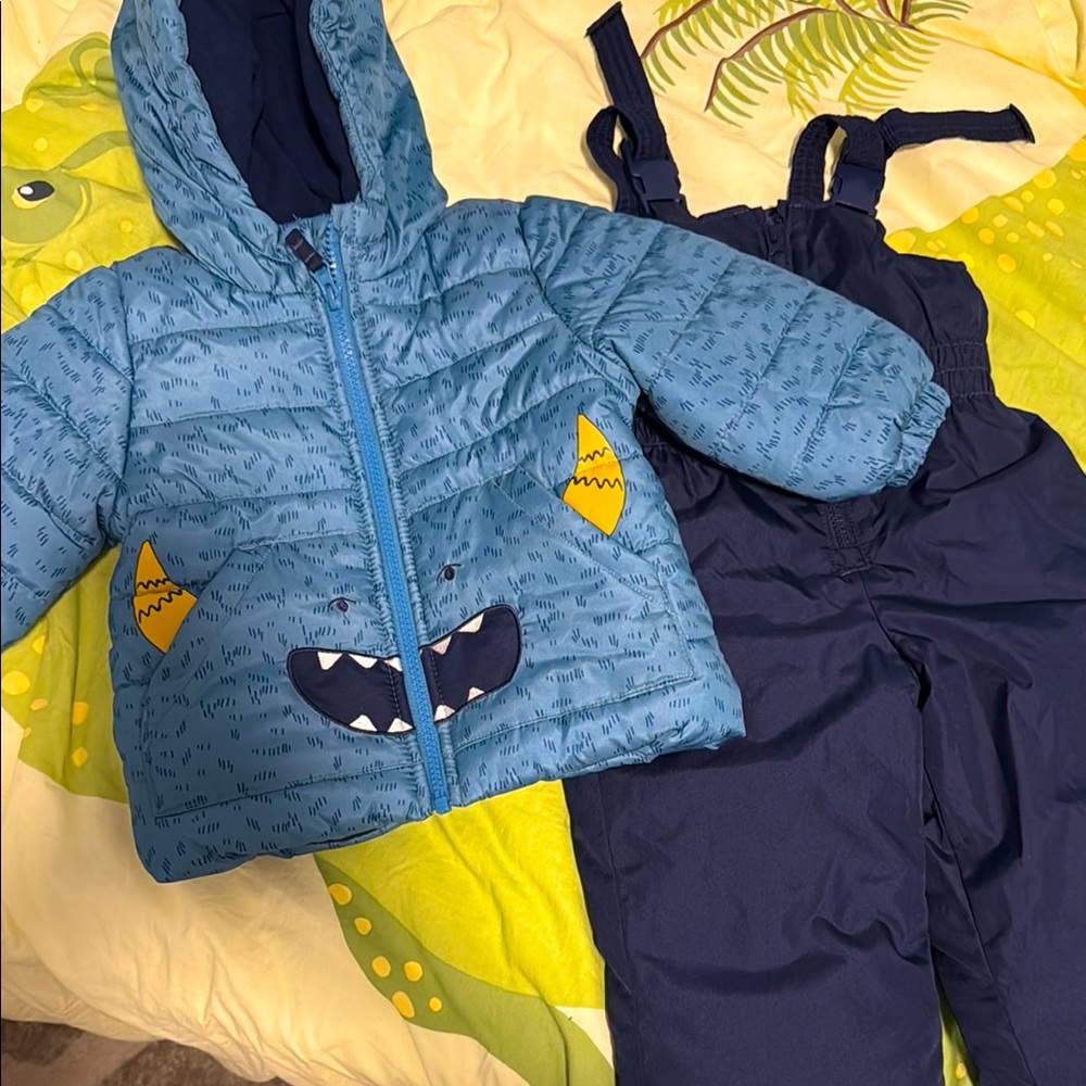 Winter Blue Monster Print Jacket and Pants Set